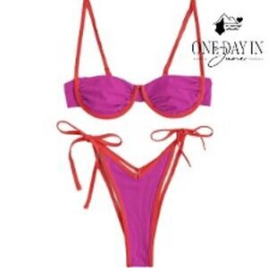 Zaful Ribbed Underwire Bikini Swimsuit Size S